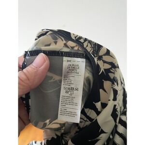 Old Navy Womens 2X Plus Top Black White Floral Lace Up Long Sleeve